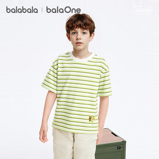 【balaOne】巴拉巴拉童装短袖t恤男女童2026新款夏装条纹休闲上衣 商品图2