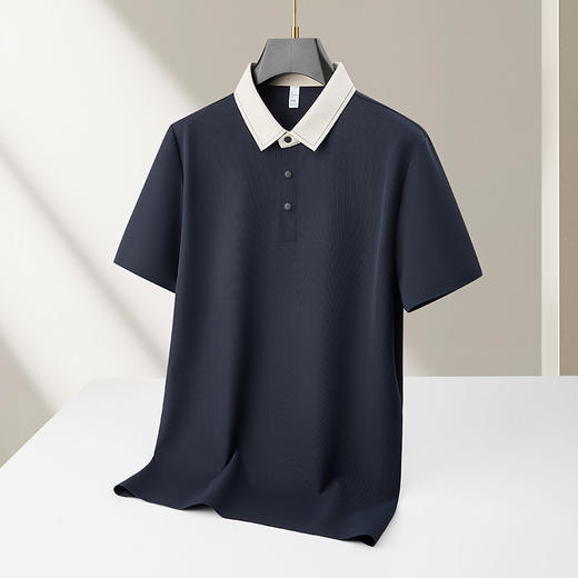 【DKP】大依优型大码男装夏季冰丝短袖POLO衫撞色商务休闲短袖上衣T恤 商品图1