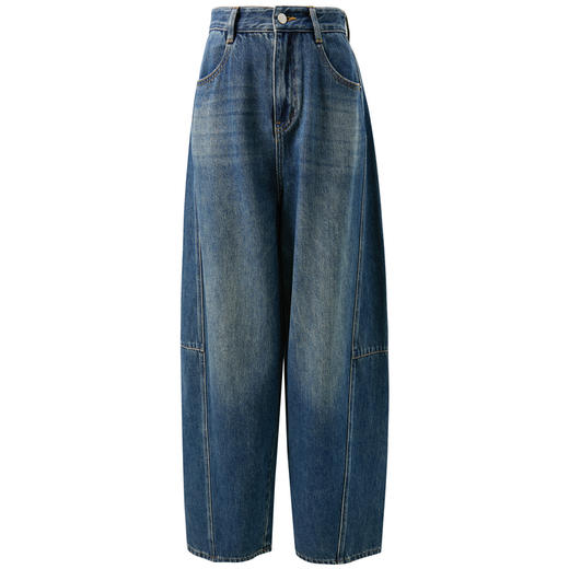 三彩2026春季新款复古休闲牛仔裤宽松显瘦香蕉裤阔腿裤收腰长裤M 商品图4