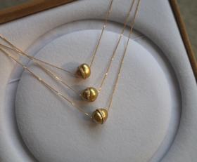 年少不知珍珠美 哈！天然海水 南洋金珠 日产18K+天然小碎钻 项链