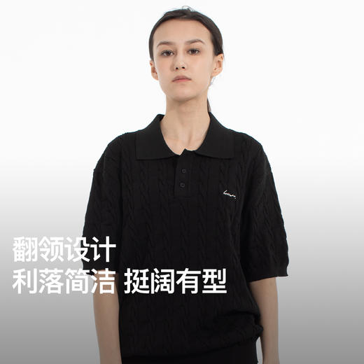 NPC潮牌复古老钱风刺绣logo针织绞花短袖POLO衫男舒适NP53TS21 商品图4