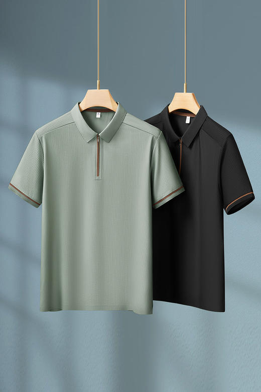 【DKP】大依优型大码男装夏季半拉链短袖POLO衫纯色休闲透气商务T恤上衣 商品图5