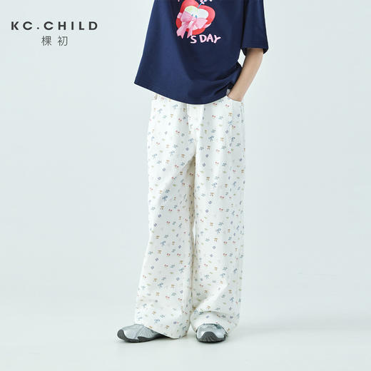 棵初2026年夏季新款亲子中大女童经典蝴蝶结碎花裤亲肤宽松休闲裤 商品图0
