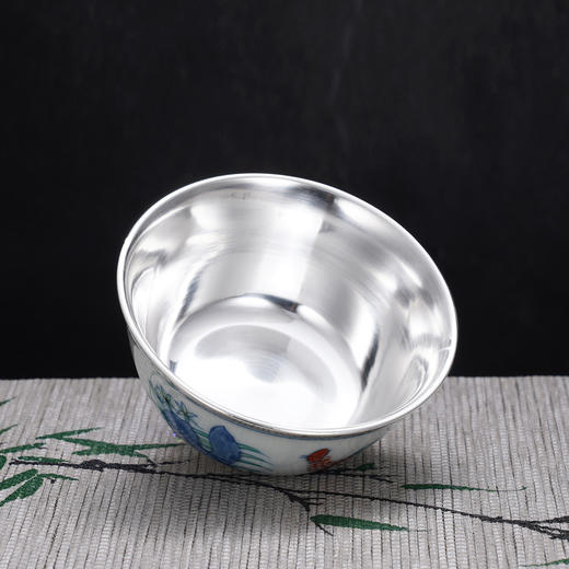 子佩集【鸡鸣富贵】S990银摆件【QF005】茶具品茗杯公鸡茶杯纯银内胆2509 商品图4