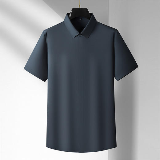 【DM】大依优型大码男装夏季封口纯色短袖衬衫商务休闲无痕上衣T恤350斤 商品图4