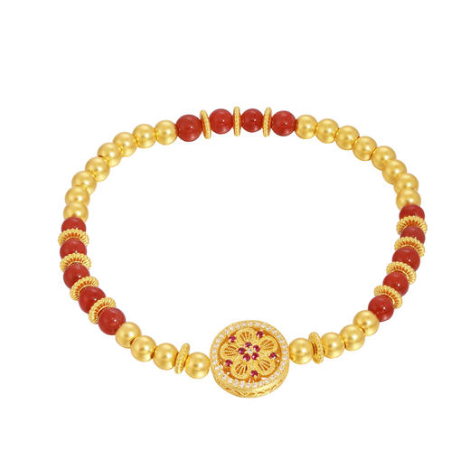 勿忘我 黄金足金金珠南红手链 女士礼物MEMORA诗普琳LB448101 商品图0