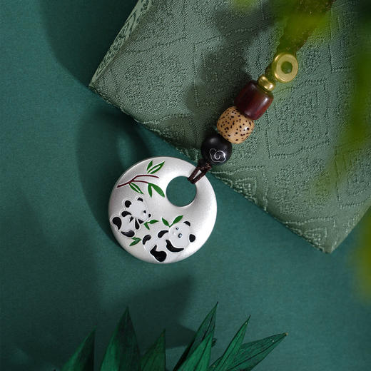 子佩集【竹福平安】S999银钥匙扣【DZ1255】熊猫平安扣福字竹子珐琅彩2509 商品图1