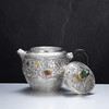 子佩集【花开福来】S999银摆件【ZJ037】茶具格桑花嵌金小茶壶2509 商品缩略图7