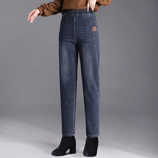 萝卜哈伦牛仔裤女2026新款春秋季中年妈妈高腰大码松紧腰裤子薄款 商品图3