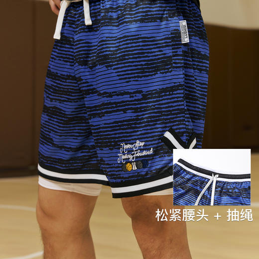 录士LUSHISI条纹主题红色篮球短裤美式四分裤吸湿排汗舒适透气 商品图2