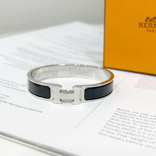 爱马仕 H 黑银色 珐琅 手镯 商品图0