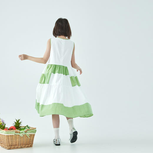 棵初26年夏季新款大女童亲子格纹拼接连衣裙yc0410002 商品图3