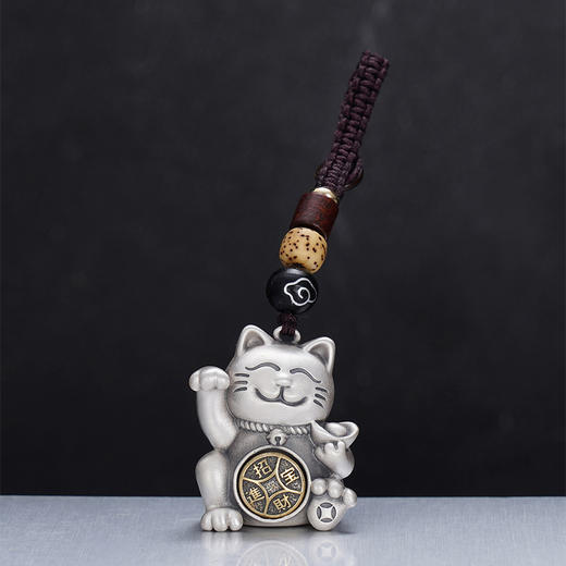 子佩集S999【招财萌猫】钥匙扣【BX0200065】纯银小摆件招财进宝吉言猫2508 商品图1