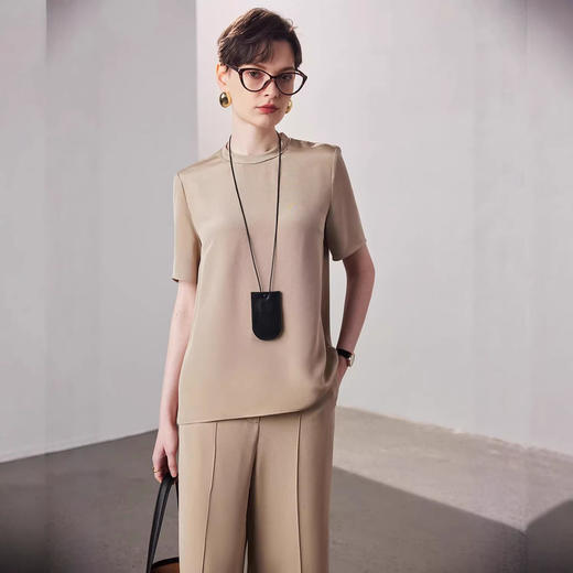 30姆米重磅2026新款春夏纯色圆领短袖外搭内穿时尚女士上衣 商品图0