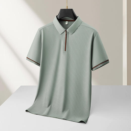 【DKP】大依优型大码男装夏季半拉链短袖POLO衫纯色休闲透气商务T恤上衣 商品图1