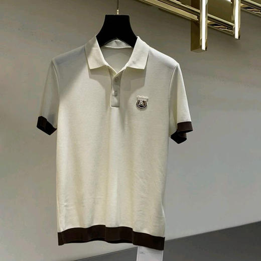 撞色翻领polo衫男装新款简约徽章休闲短袖T恤   YH-6060 商品图0