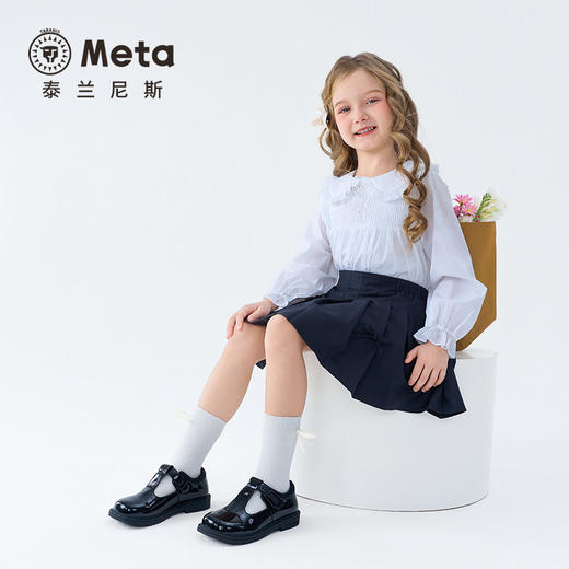 泰兰尼斯meta春秋女童皮鞋软底公主鞋精致演出黑皮鞋时尚洋气单鞋M03X6A8592 商品图4