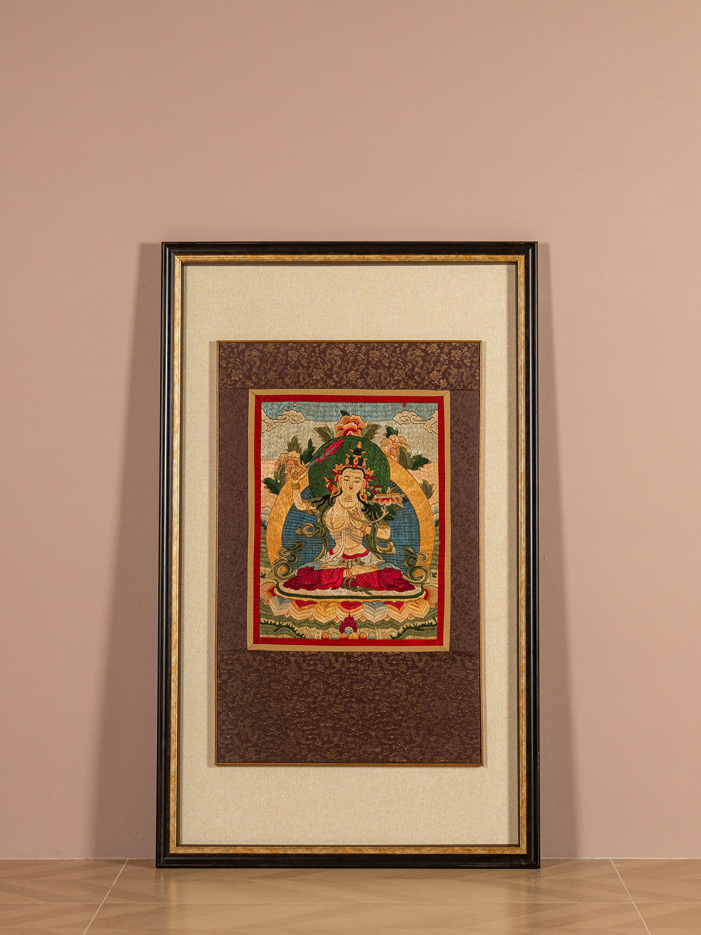 清	刺绣文殊菩萨唐卡