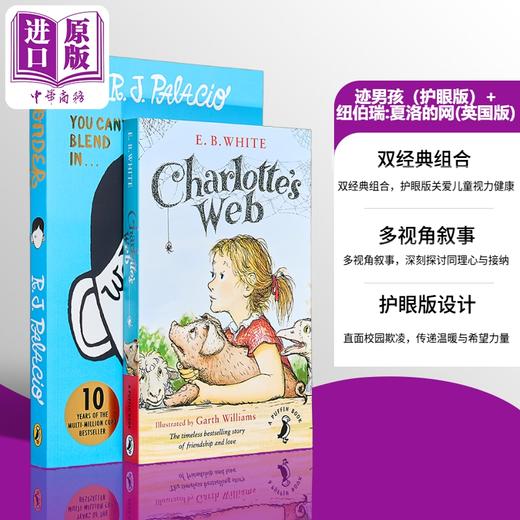 【中商原版】企鹅经典读物奇迹男孩（护眼版）+纽伯瑞：夏洛的网（英国版）共2册 英文原版 儿童经典文学读物小说 7岁以上 商品图0