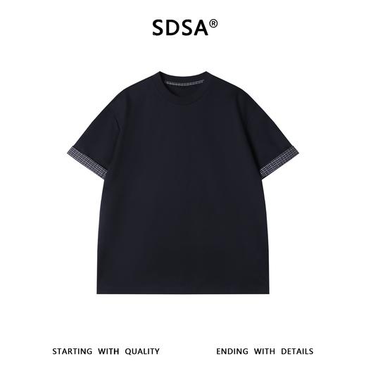 36268SDSA男装2026新款高贵轻奢简约拼接格子圆领短袖T恤百搭宽松上衣 商品图1