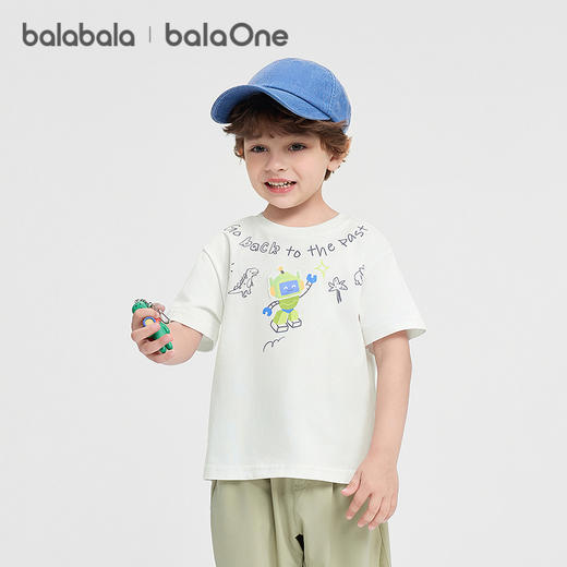 【balaOne】巴拉巴拉宝宝短袖t恤男童2026新夏装手绘插画印花上衣 商品图0