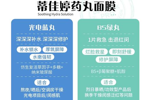 韩国新款Dr.Jart+/蒂佳婷药丸面膜 蓝药丸 绿药丸 5片装 补水保湿舒缓修护敏感肌 商品图1