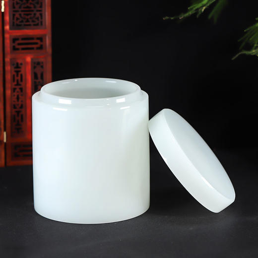 天然玉石白玉净面高端骨灰桶骨灰坛22.5*23cm 商品图0