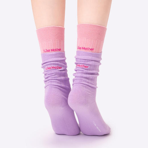 靴下物袜子女春夏季纯色薄棉款中筒袜彩色堆堆棉袜吸汗透气中筒袜 商品图0