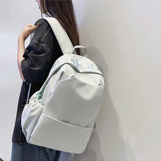 学生书包女大学生韩版大容量简约纯色背包初中高中生双肩包女潮 商品图0