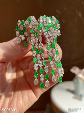 玻璃种艳绿耳坠【5091809】具体价格微信咨询