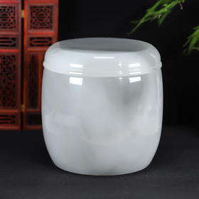 琉璃烟灰飘花骨灰桶天然玉石骨灰盅水墨玉骨灰盅