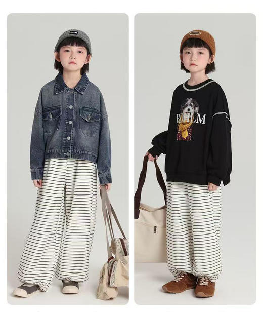 （两件起拍 单拍不发货）西蒙日记&春款韩系儿童简约条纹阔腿束脚裤 6601 商品图3