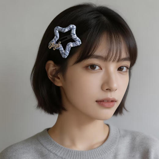 简约格纹星星字母边夹发夹-纪念日百货门店同款169648187 商品图4