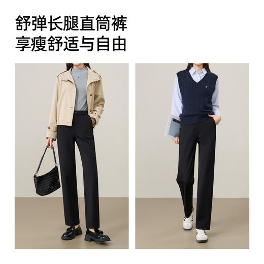 【春新品！长腿-直筒西裤】逸阳春季高腰弹力休闲通勤十分裤西装烟管裤1594 商品图5