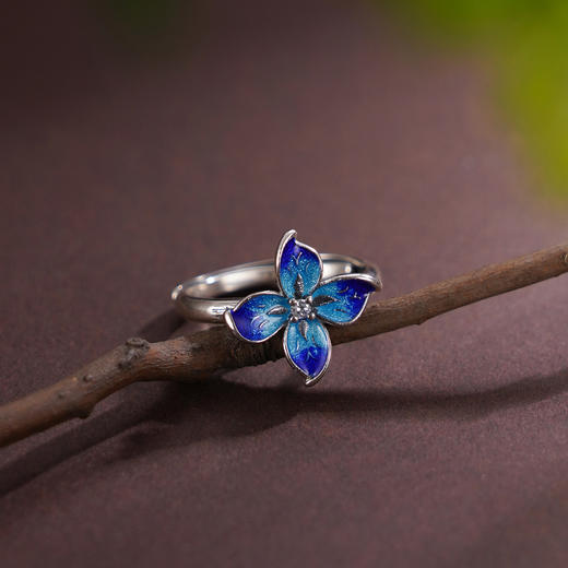 子佩集【花开欢愉】S925银戒指【JZ00341】四叶草蓝色珐琅彩2509 商品图4