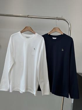 点此购买 哈吉斯小狗家男士休闲小LOGO纯棉基础长袖T恤衫 ye 342183