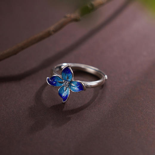 子佩集【花开欢愉】S925银戒指【JZ00341】四叶草蓝色珐琅彩2509 商品图1