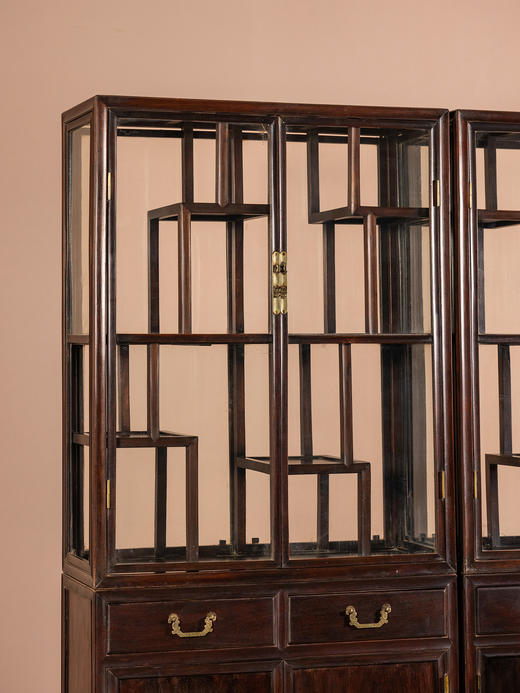 民国	红木玻璃活扇博古架（一对） 商品图2