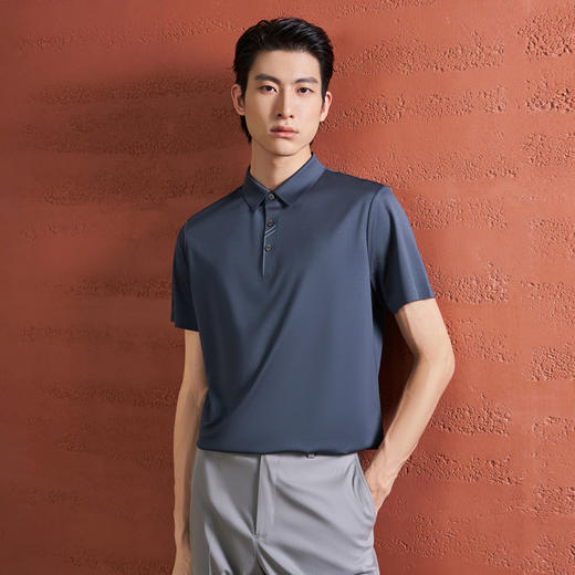 【无缝/桑蚕丝】柒牌男装2026夏季商务透气柔软垂感新短袖POLO衫 130T70320 商品图1