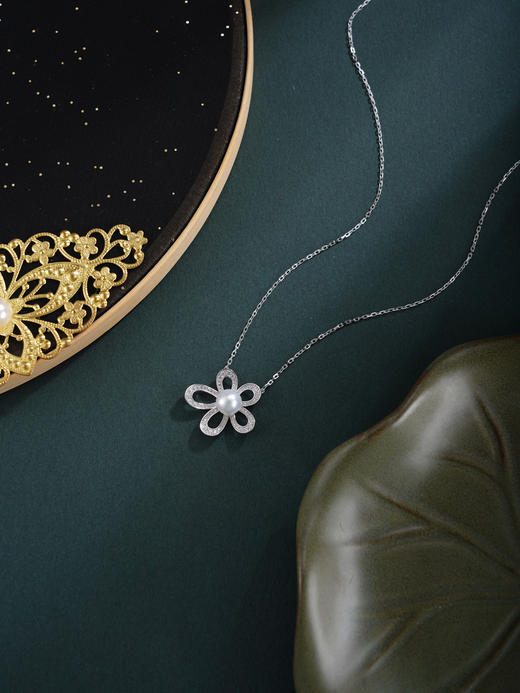 子佩集【‌花期正好】银S925珍珠惜王妃套链项链【L9859】双色五瓣花2602 商品图5