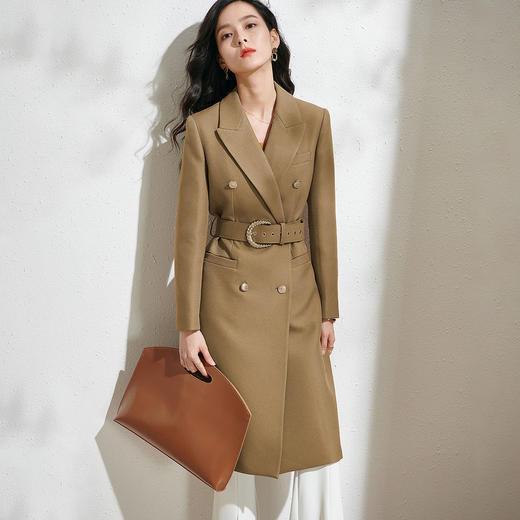 芳外新款飒气风衣裙中长款收腰风衣外套8T21CW1786 商品图1