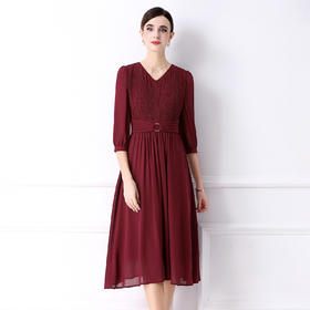 「高货deo」全新升级【铂金会员441/天猫599/差价158】(12654)洛诗琳气质雪纺连衣裙2026春季优雅通勤收腰显瘦A字裙