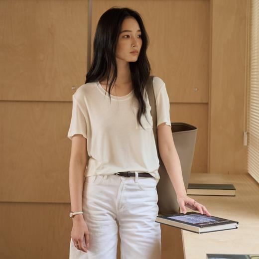 [屁侠推荐]SPLELED 醋酸亚麻口袋T恤 亚麻质感上衣 慵懒感多色打底衫 9981 商品图3