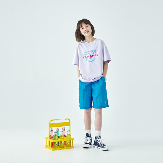 棵初26年夏季新款中大女童轻量宽松机能短裤撞色织标下摆刺绣裤子 商品图3