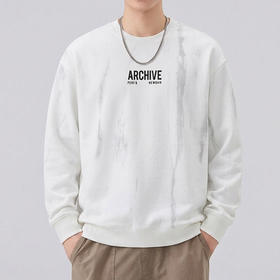 半身缘男装 春季黑白哲学低调质感舒适潮流字母印花卫衣261212P04510205