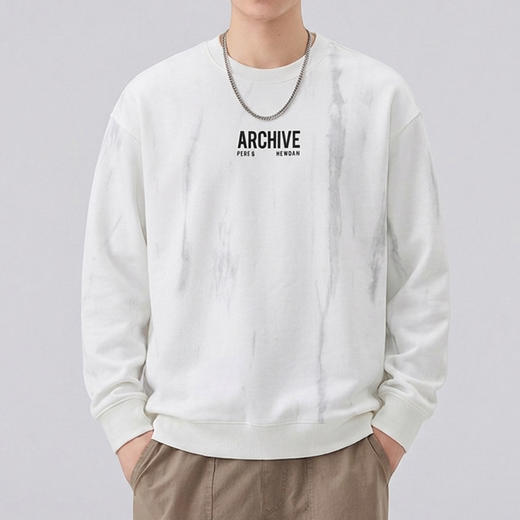 半身缘男装 春季黑白哲学低调质感舒适潮流字母印花卫衣261212P04510205 商品图0