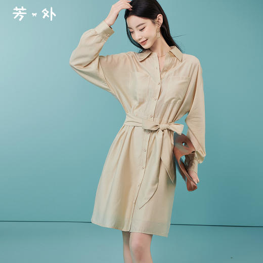 芳外新款法式设计感蝴蝶机系带连衣裙时尚收腰气质裙子女1402 商品图0