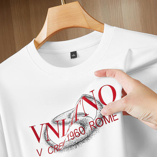 【DKP】【新疆棉】大依优型大码男装螺纹领短袖T恤时尚休闲印花短袖上衣 商品图2