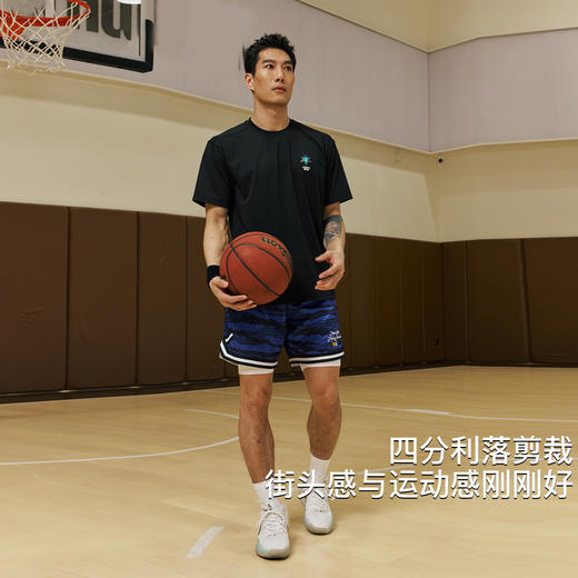 录士LUSHISI条纹主题红色篮球短裤美式四分裤吸湿排汗舒适透气 商品图4