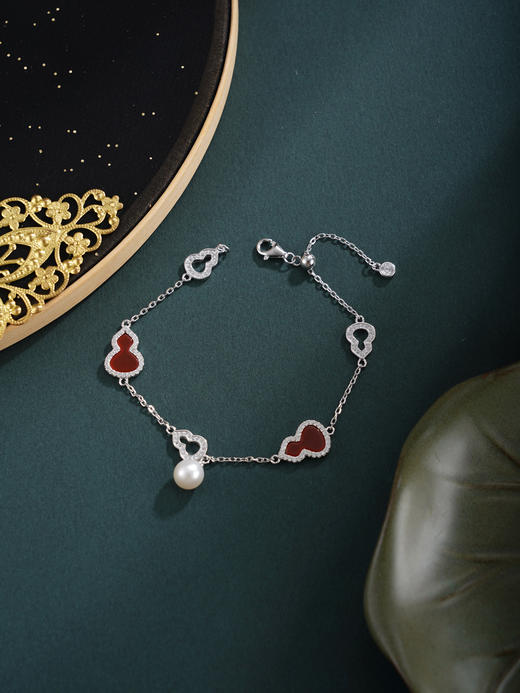 子佩集【福禄欢颜】银S925珍珠惜王妃手链【W6564】双色红葫芦2602 商品图7